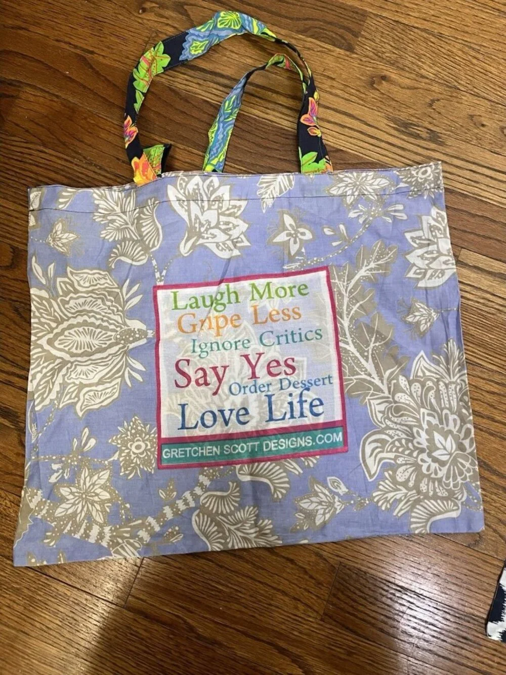 Gretchen Scott Designs Tote Bag Cotton Shopper Reusable Grocery Lot Of 3 Two Sid